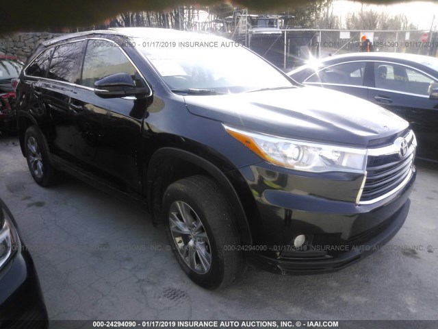 5TDJKRFH6FS216313 - 2015 TOYOTA HIGHLANDER XLE BLACK photo 1