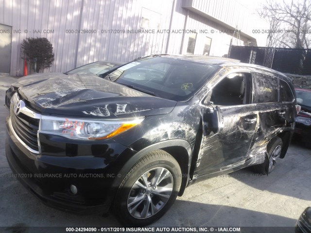 5TDJKRFH6FS216313 - 2015 TOYOTA HIGHLANDER XLE BLACK photo 2