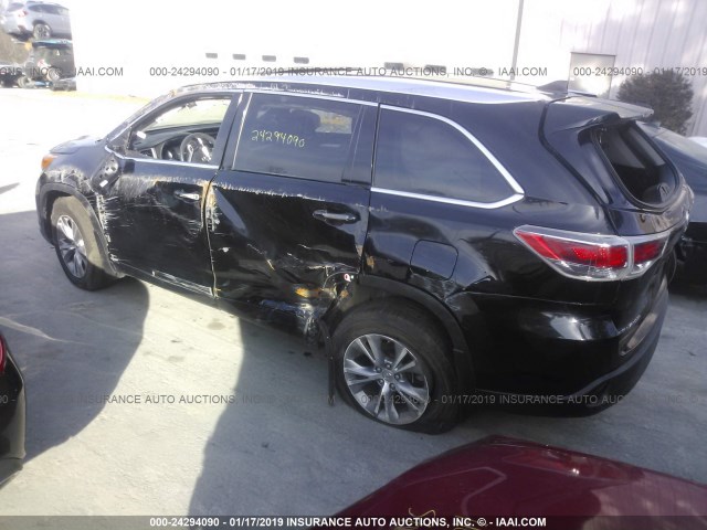 5TDJKRFH6FS216313 - 2015 TOYOTA HIGHLANDER XLE BLACK photo 3