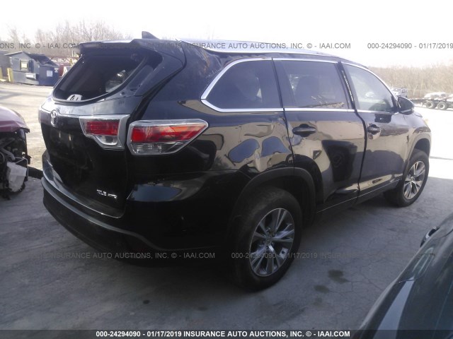 5TDJKRFH6FS216313 - 2015 TOYOTA HIGHLANDER XLE BLACK photo 4