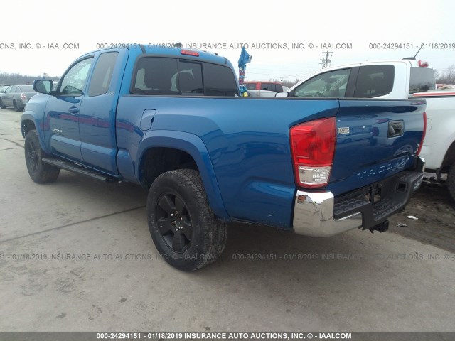 5TFRZ5CN8HX024891 - 2017 TOYOTA TACOMA ACCESS CAB/SR/SR5/TRD SPT BLUE photo 3