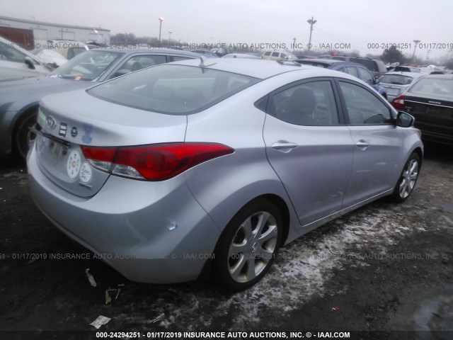 KMHDH4AE1DU503333 - 2013 HYUNDAI ELANTRA GLS/LIMITED SILVER photo 4