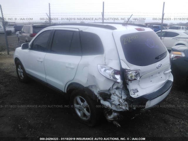 5NMSG13D08H155488 - 2008 HYUNDAI SANTA FE GLS WHITE photo 3