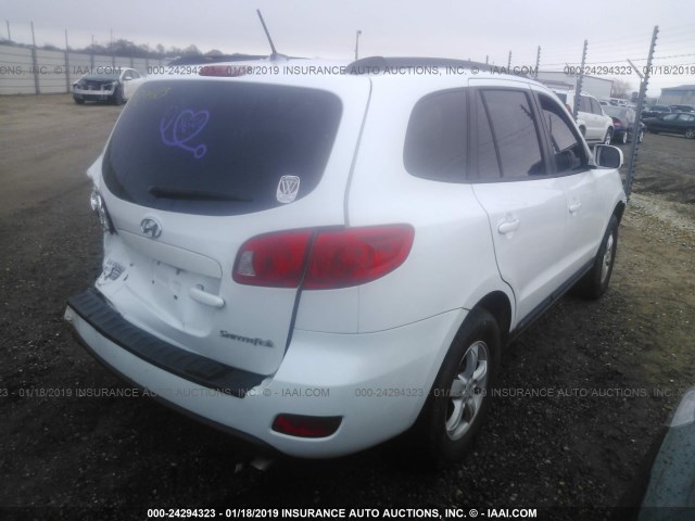 5NMSG13D08H155488 - 2008 HYUNDAI SANTA FE GLS WHITE photo 4