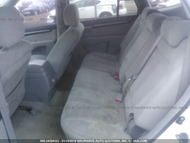 5NMSG13D08H155488 - 2008 HYUNDAI SANTA FE GLS WHITE photo 8