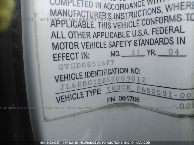 JL6BBG1S85K009012 - 2005 MITSUBISHI FUSO TRUCK FE 84D WHITE photo 9