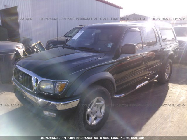 5TEGN92N81Z872540 - 2001 TOYOTA TACOMA DOUBLE CAB PRERUNNER GREEN photo 2
