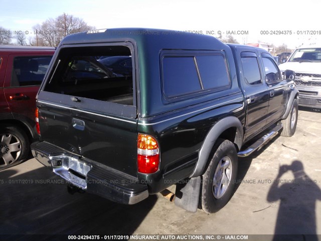 5TEGN92N81Z872540 - 2001 TOYOTA TACOMA DOUBLE CAB PRERUNNER GREEN photo 4