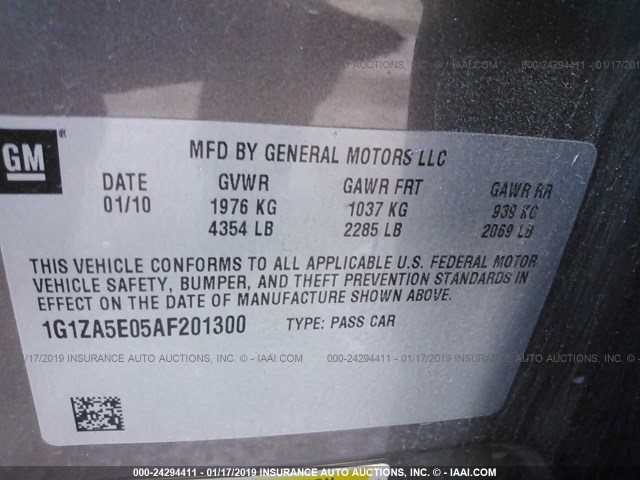 1G1ZA5E05AF201300 - 2010 CHEVROLET MALIBU LS 栗色 照片 9