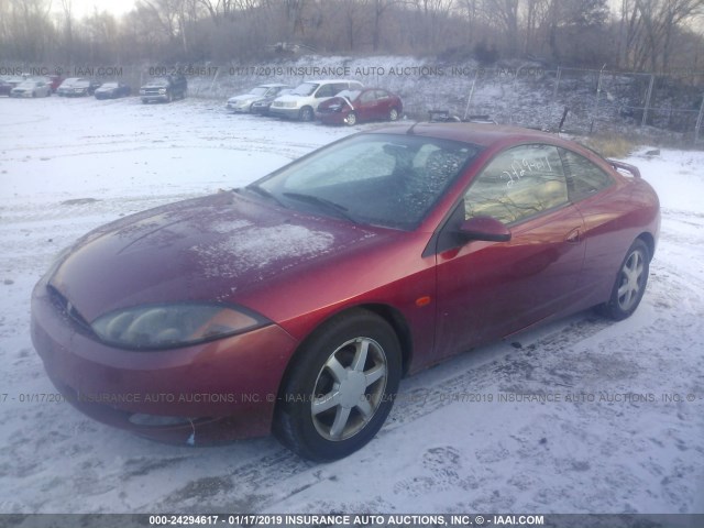 1ZWFT61L1Y5620490 - 2000 MERCURY COUGAR V6 RED photo 2