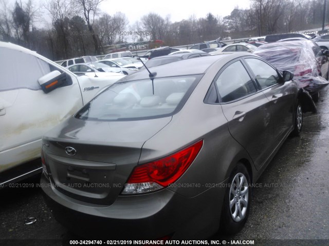 KMHCT4AE4EU655957 - 2014 HYUNDAI ACCENT GLS/GS BROWN photo 4