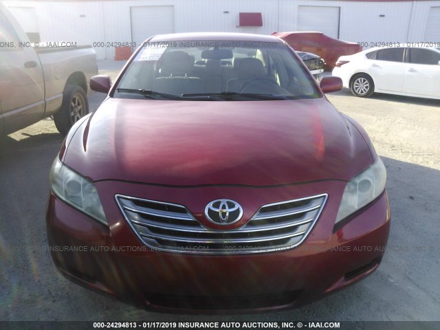 4T1BB46K17U004947 - 2007 TOYOTA CAMRY NEW GENERAT HYBRID RED photo 6