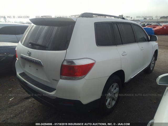 5TDBK3EH0DS264079 - 2013 TOYOTA HIGHLANDER PLUS/SE WHITE photo 4