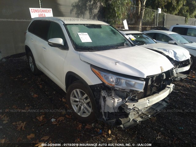 5TDZKRFH0FS092610 - 2015 TOYOTA HIGHLANDER LE/LE PLUS WHITE photo 1
