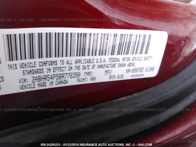 2A8HR54P58R776390 - 2008 CHRYSLER TOWN & COUNTRY TOURING RED photo 9