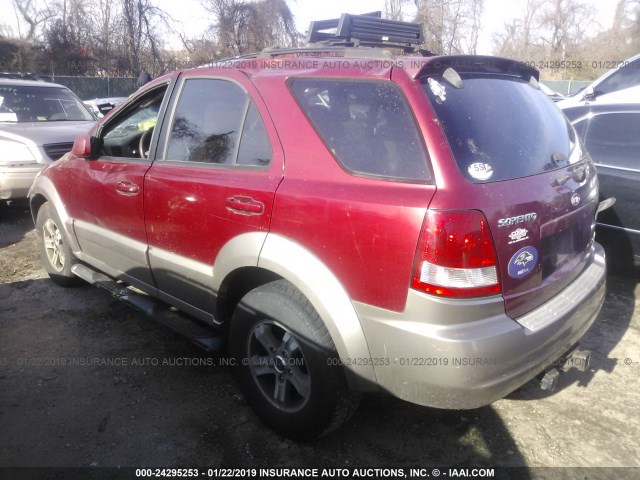 KNDJC733X45181899 - 2004 KIA SORENTO EX/LX BURGUNDY photo 3