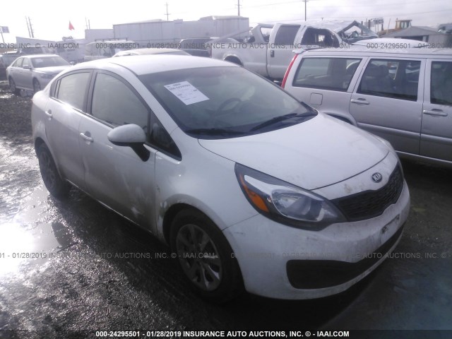 KNADM4A36E6340308 - 2014 KIA RIO LX WHITE photo 1