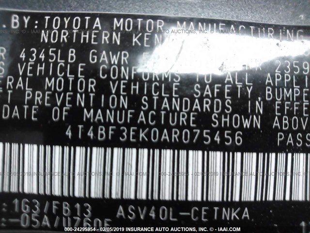 4T4BF3EK0AR075456 - 2010 TOYOTA CAMRY SE/LE/XLE 灰色 照片 9