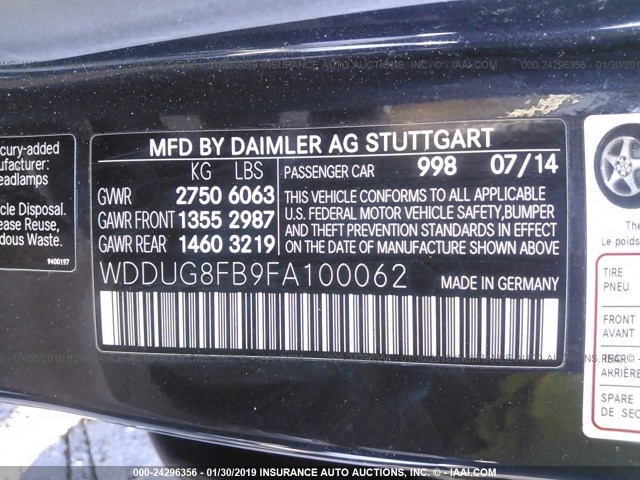 WDDUG8FB9FA100062 - 2015 MERCEDES-BENZ S 550 4MATIC BLUE photo 9