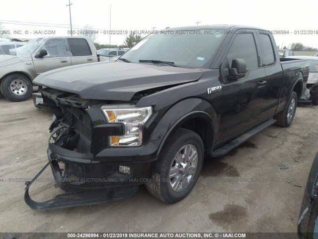 1FTEX1CF1FKF02438 - 2015 FORD F150 SUPER CAB BLACK photo 2