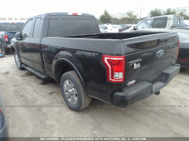 1FTEX1CF1FKF02438 - 2015 FORD F150 SUPER CAB BLACK photo 3