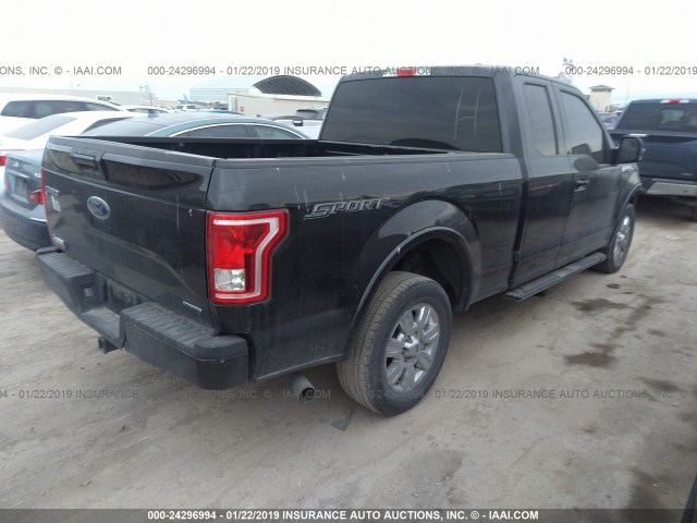 1FTEX1CF1FKF02438 - 2015 FORD F150 SUPER CAB BLACK photo 4