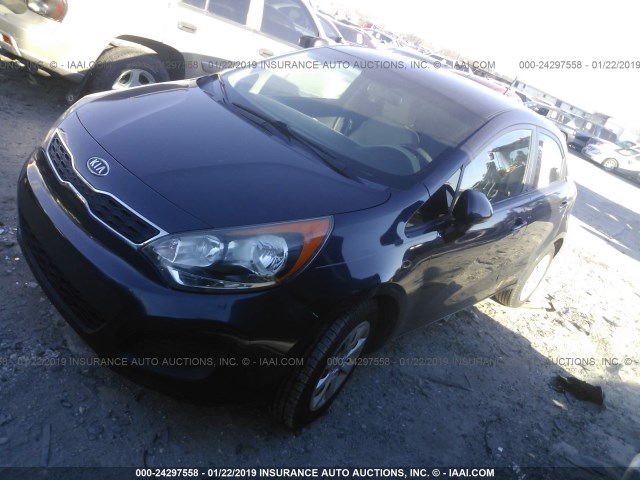 KNADN5A33C6079106 - 2012 KIA RIO EX/SX BLUE photo 2