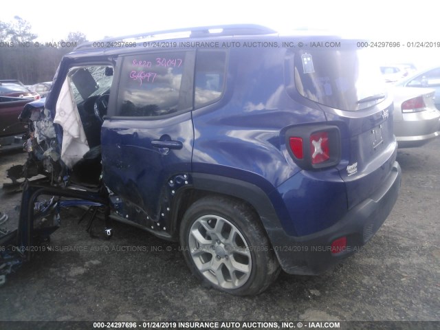 ZACCJABTXGPD08434 - 2016 JEEP RENEGADE LATITUDE BLUE photo 3