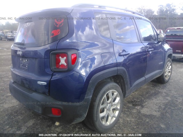 ZACCJABTXGPD08434 - 2016 JEEP RENEGADE LATITUDE BLUE photo 4