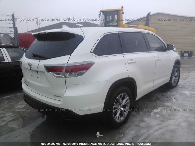 5TDBKRFH4ES025802 - 2014 TOYOTA HIGHLANDER LE/LE PLUS WHITE photo 4