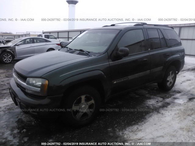 1GNDT13S842370562 - 2004 CHEVROLET TRAILBLAZER LS/LT GREEN photo 2