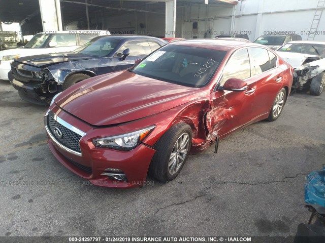 JN1BV7AP2FM343251 - 2015 INFINITI Q50 PREMIUM/SPORT RED photo 2