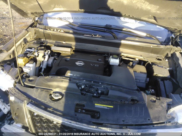 5N1AR2MM2FC614036 - 2015 NISSAN PATHFINDER S/SV/SL/PLATINUM GREEN photo 10