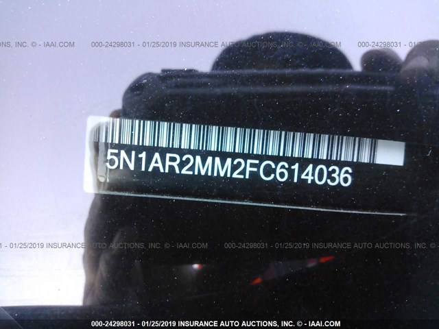 5N1AR2MM2FC614036 - 2015 NISSAN PATHFINDER S/SV/SL/PLATINUM GREEN photo 9