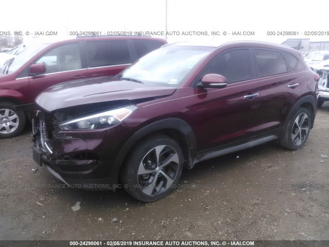 KM8J33A22HU358441 - 2017 HYUNDAI TUCSON LIMITED/SPORT AND ECO/SE MAROON photo 2