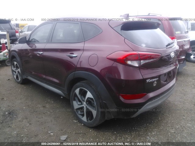 KM8J33A22HU358441 - 2017 HYUNDAI TUCSON LIMITED/SPORT AND ECO/SE MAROON photo 3