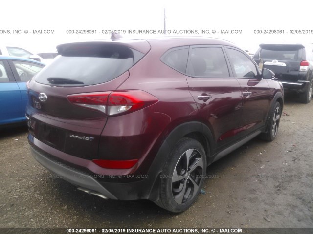 KM8J33A22HU358441 - 2017 HYUNDAI TUCSON LIMITED/SPORT AND ECO/SE MAROON photo 4