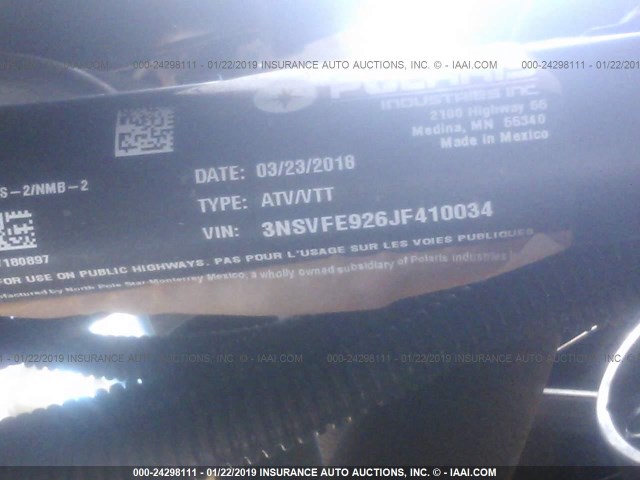 3NSVFE926JF410034 - 2018 POLARIS RZR XP 4 TURBO EPS BLACK photo 9