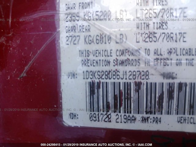 1D3KS28D86J128728 - 2006 DODGE RAM 2500 ST/SLT RED photo 9