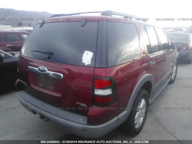 1FMEU63E66UA07634 - 2006 FORD EXPLORER XLT RED photo 4