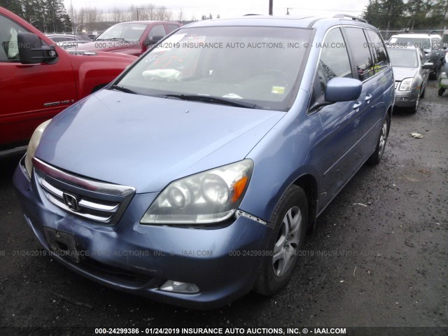 5FNRL38626B082378 - 2006 HONDA ODYSSEY EXL BLUE photo 2