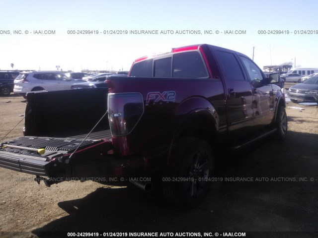 1FTFW1CT6DFA15870 - 2013 FORD F150 SUPERCREW RED photo 4