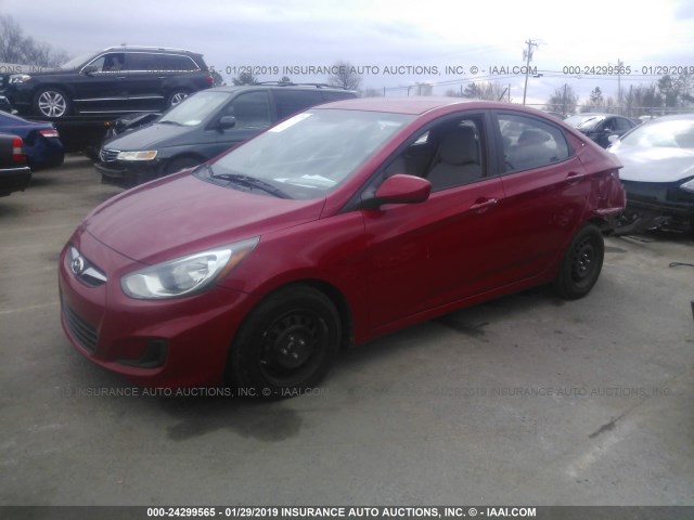 KMHCT4AE4EU633103 - 2014 HYUNDAI ACCENT GLS/GS RED photo 2