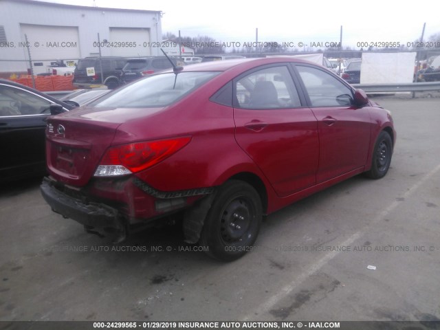 KMHCT4AE4EU633103 - 2014 HYUNDAI ACCENT GLS/GS RED photo 4