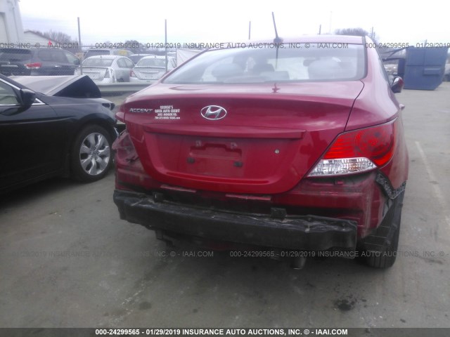 KMHCT4AE4EU633103 - 2014 HYUNDAI ACCENT GLS/GS RED photo 6