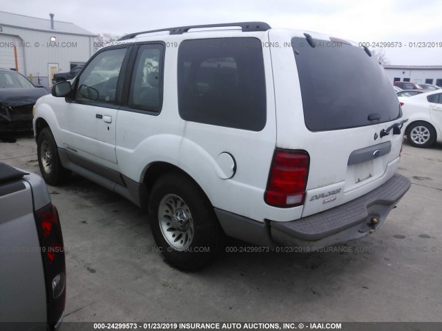 1FMYU60E61UB70391 - 2001 FORD EXPLORER SPORT WHITE photo 3