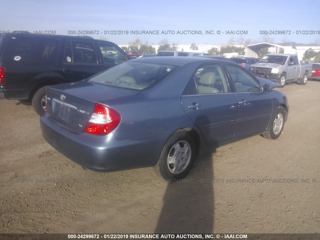 4T1BF30K73U555045 - 2003 TOYOTA CAMRY LE/XLE/SE BLUE photo 4