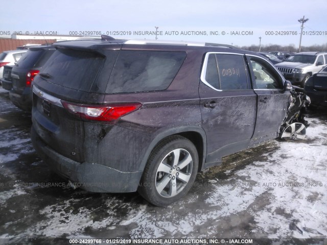 1GNERHKWXJJ103781 - 2018 CHEVROLET TRAVERSE LT MAROON photo 4