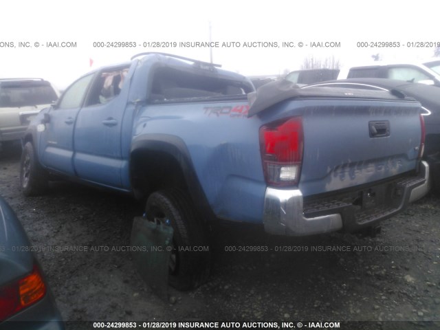 3TMCZ5AN6KM191966 - 2019 TOYOTA TACOMA DOUBLE CAB/SR/SR5/TRD SPO BLUE photo 3