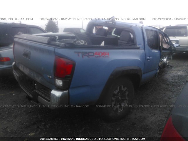 3TMCZ5AN6KM191966 - 2019 TOYOTA TACOMA DOUBLE CAB/SR/SR5/TRD SPO BLUE photo 4